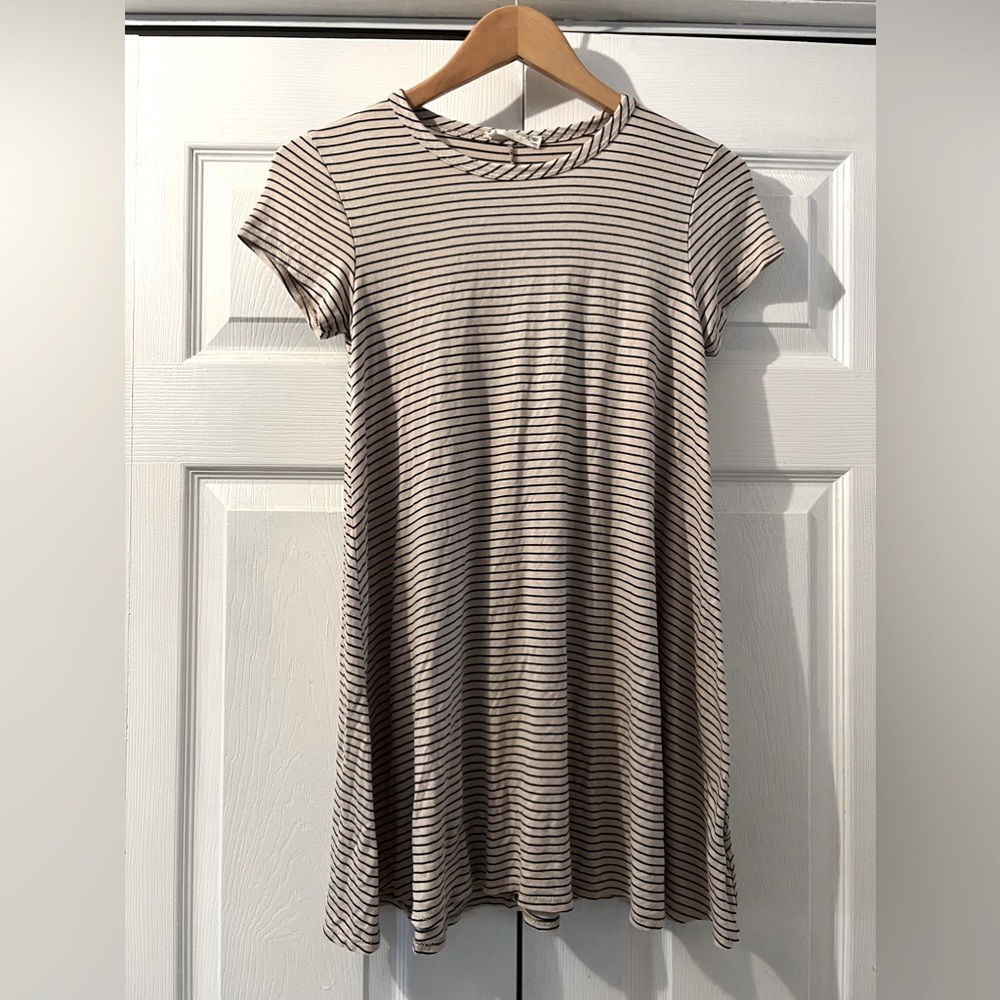 Stripped Black and Cream T-Shirt Dress